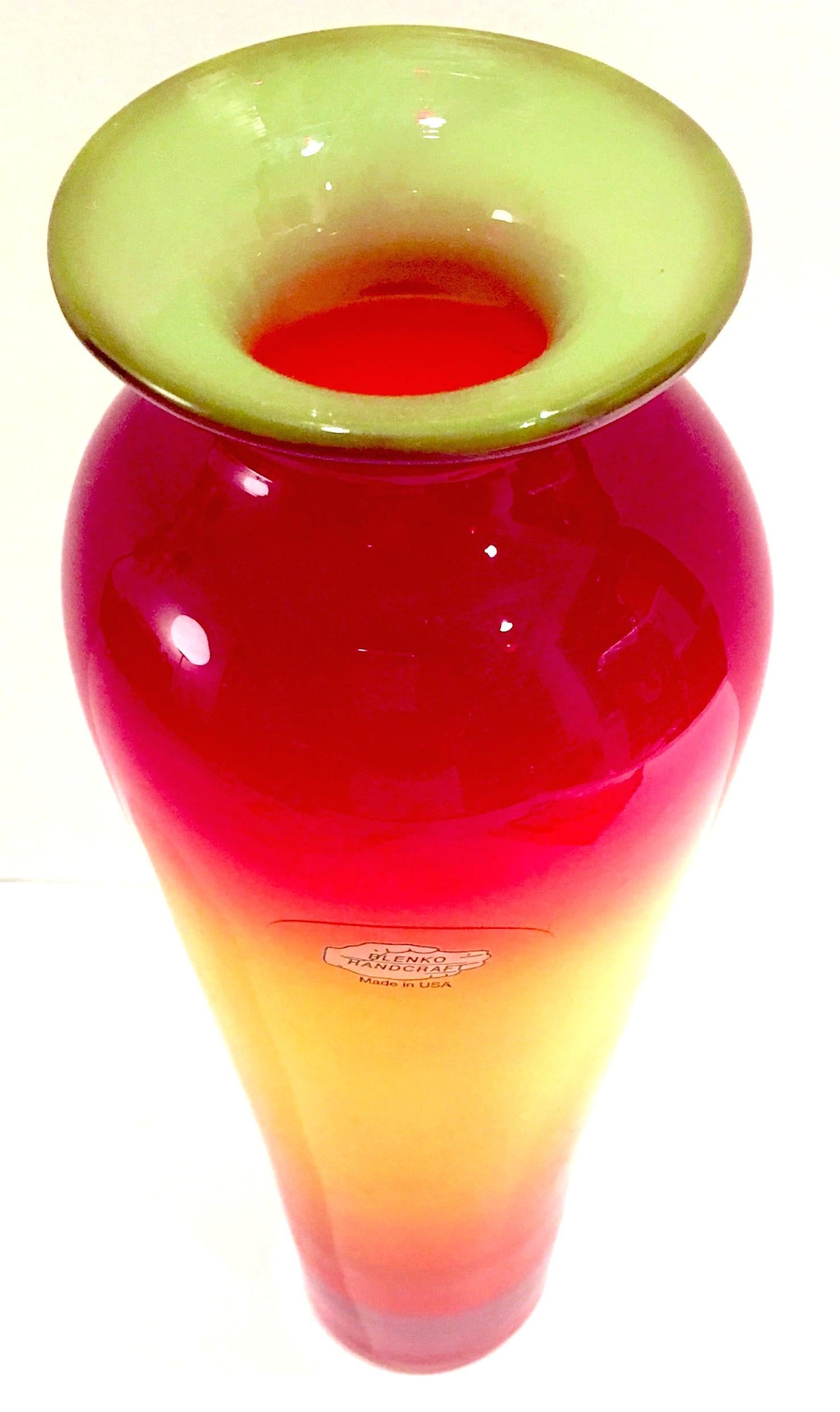 2002 Blenko Glass Tequila Sunrise Signed, Richard Blenko  In Good Condition For Sale In West Palm Beach, FL