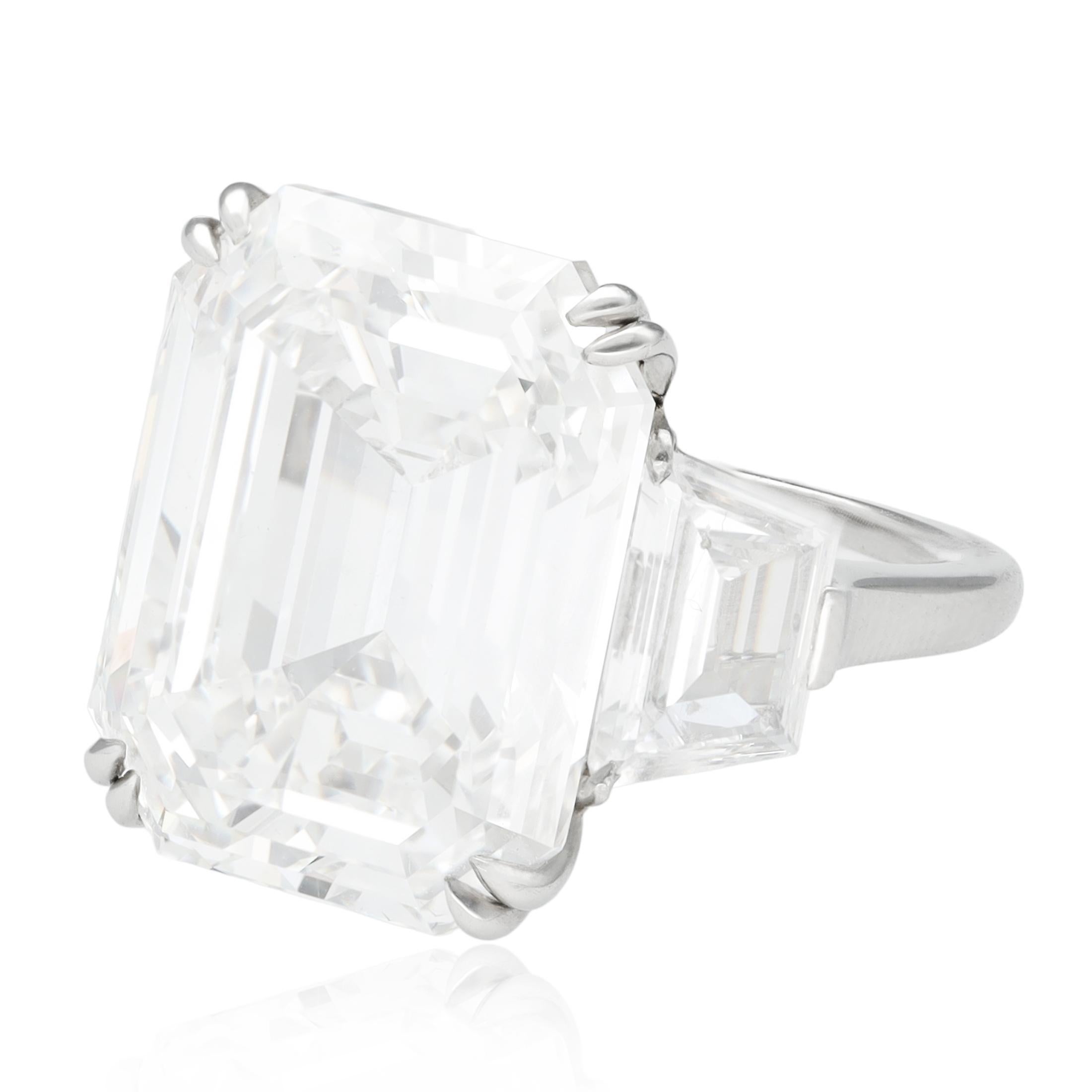 20.02 Carat Emerald-Cut Diamond Ring For Sale