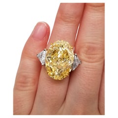 20.02 Carat Fancy Intense Yellow Oval Cut Diamond Engagement Ring Scarselli GIA