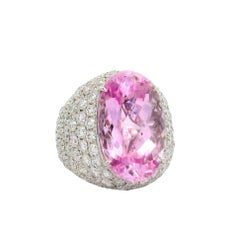 20.02 Carat Kunzite Diamond 18K White Gold Cocktail Ring