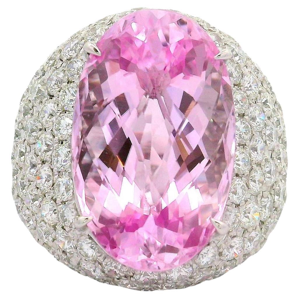 20,02 Karat Kunzit Diamant 18K Weißgold Cocktail Ring