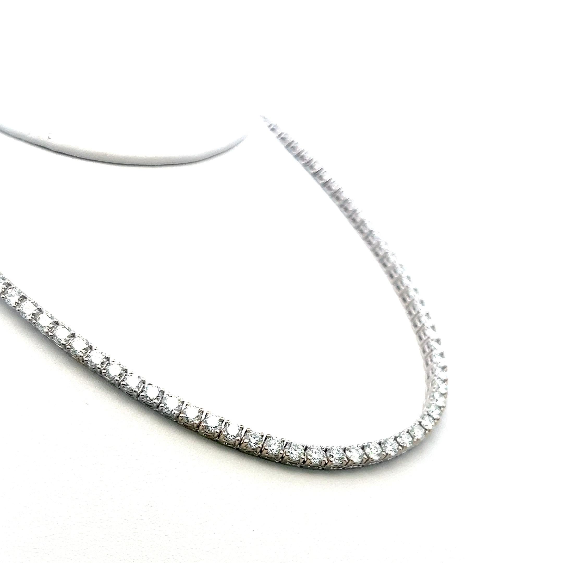 Taglio brillante 20,02 carati di diamante tondo brillante G VS Collana Riviera in oro bianco 18 carati in vendita