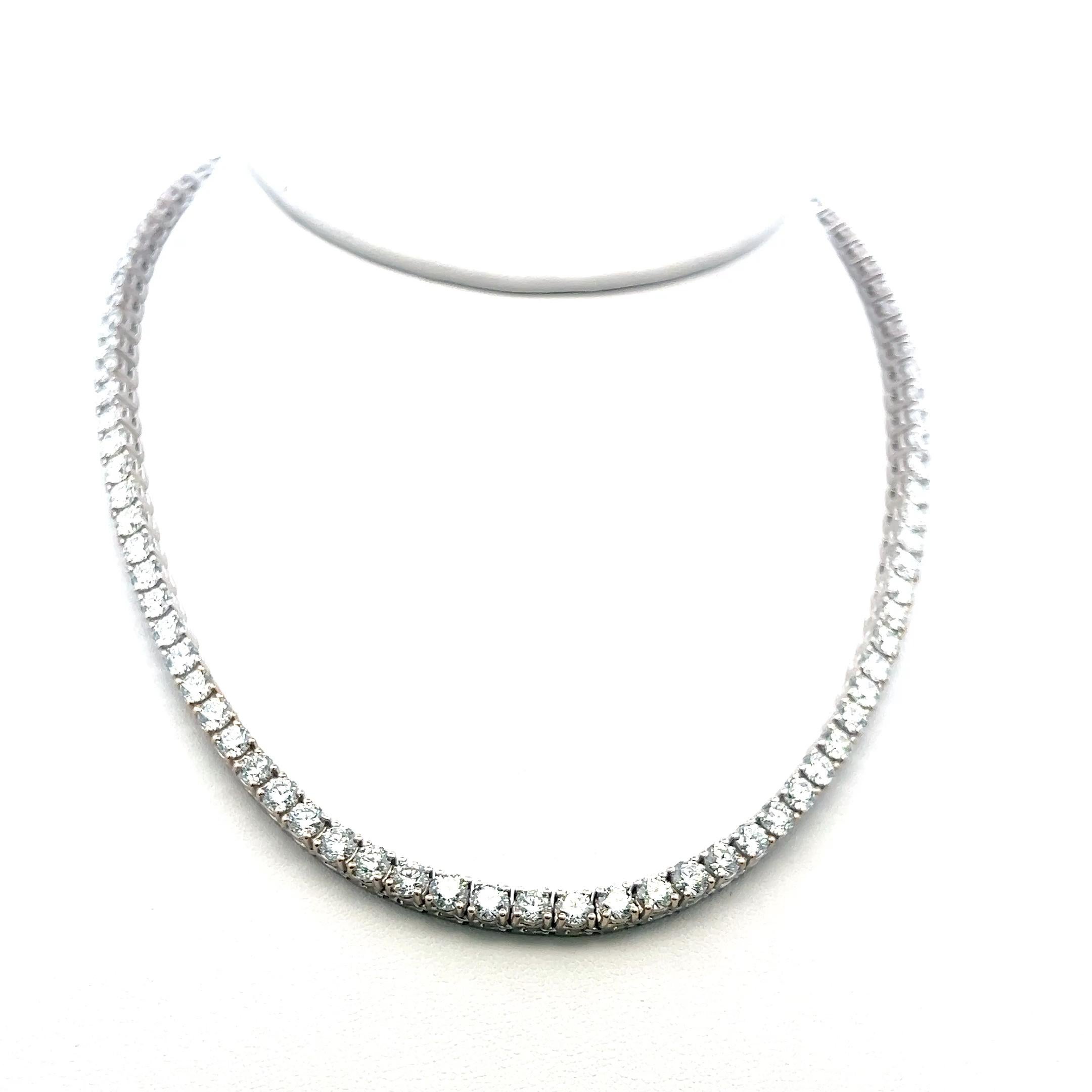 20,02 carati di diamante tondo brillante G VS Collana Riviera in oro bianco 18 carati In condizioni Nuovo in vendita a New York, NY
