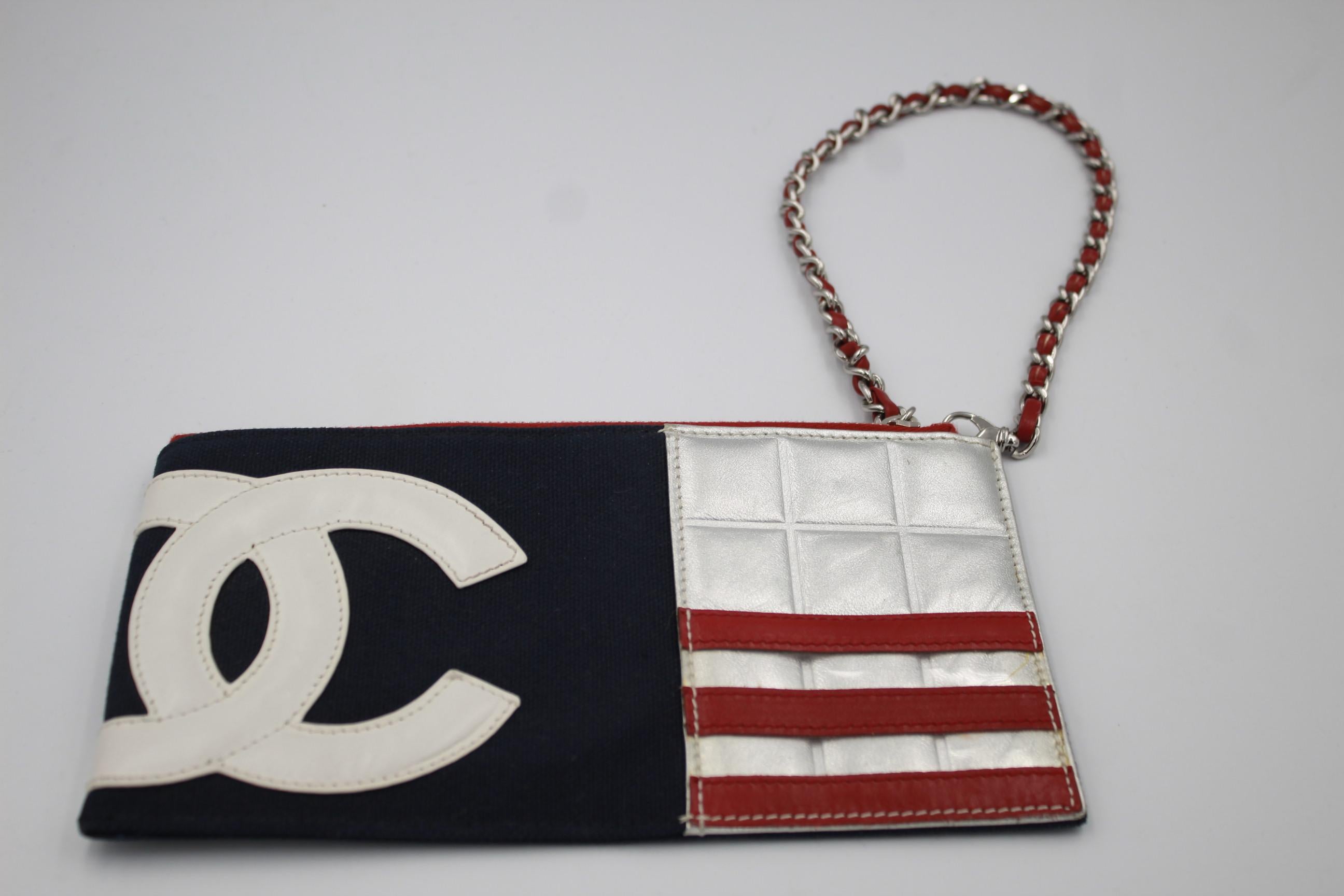 Black 2002 Chanel American Flag Shoulder Bag / Clutch