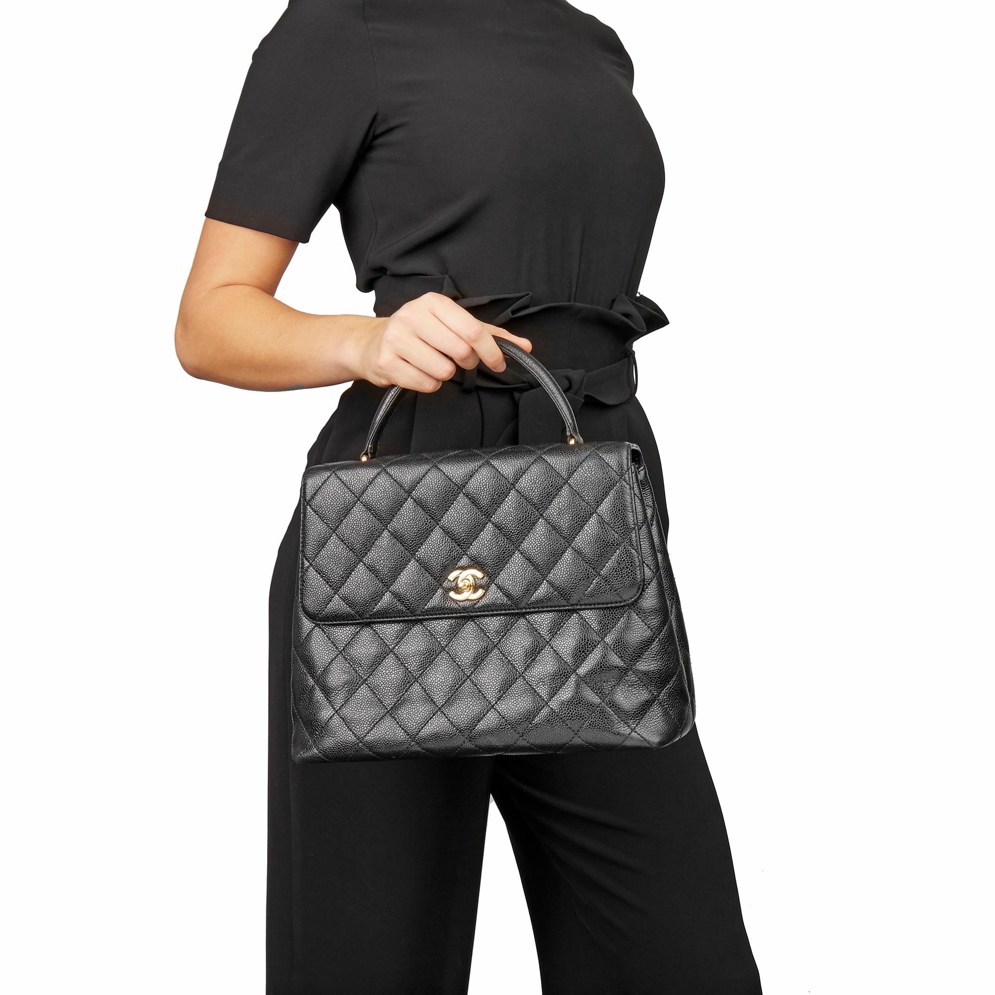 2002 Chanel Black Quilted Caviar Leather Timeless Kelly 7