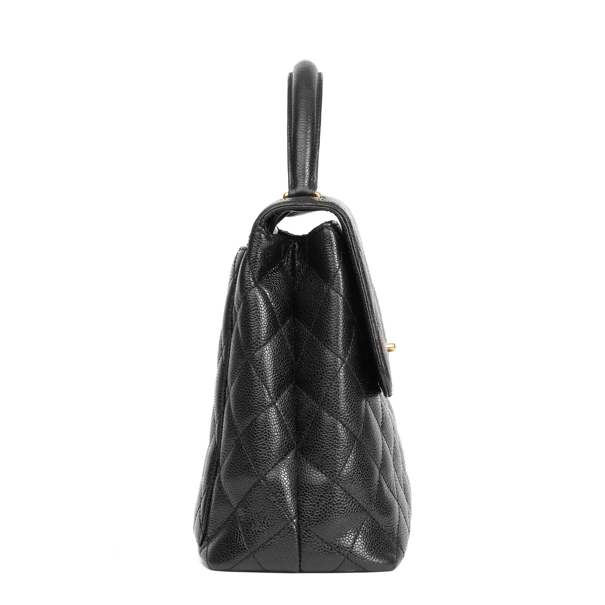 CHANEL
Black Quilted Caviar Leather Timeless Kelly

Xupes Reference: HB2961
Serial Number: 7037281
Age (Circa): 2002
Authenticity Details: Serial Sticker (Made in Italy)
Gender: Ladies
Type: Top Handle

Colour: Black
Hardware: Gold (24k