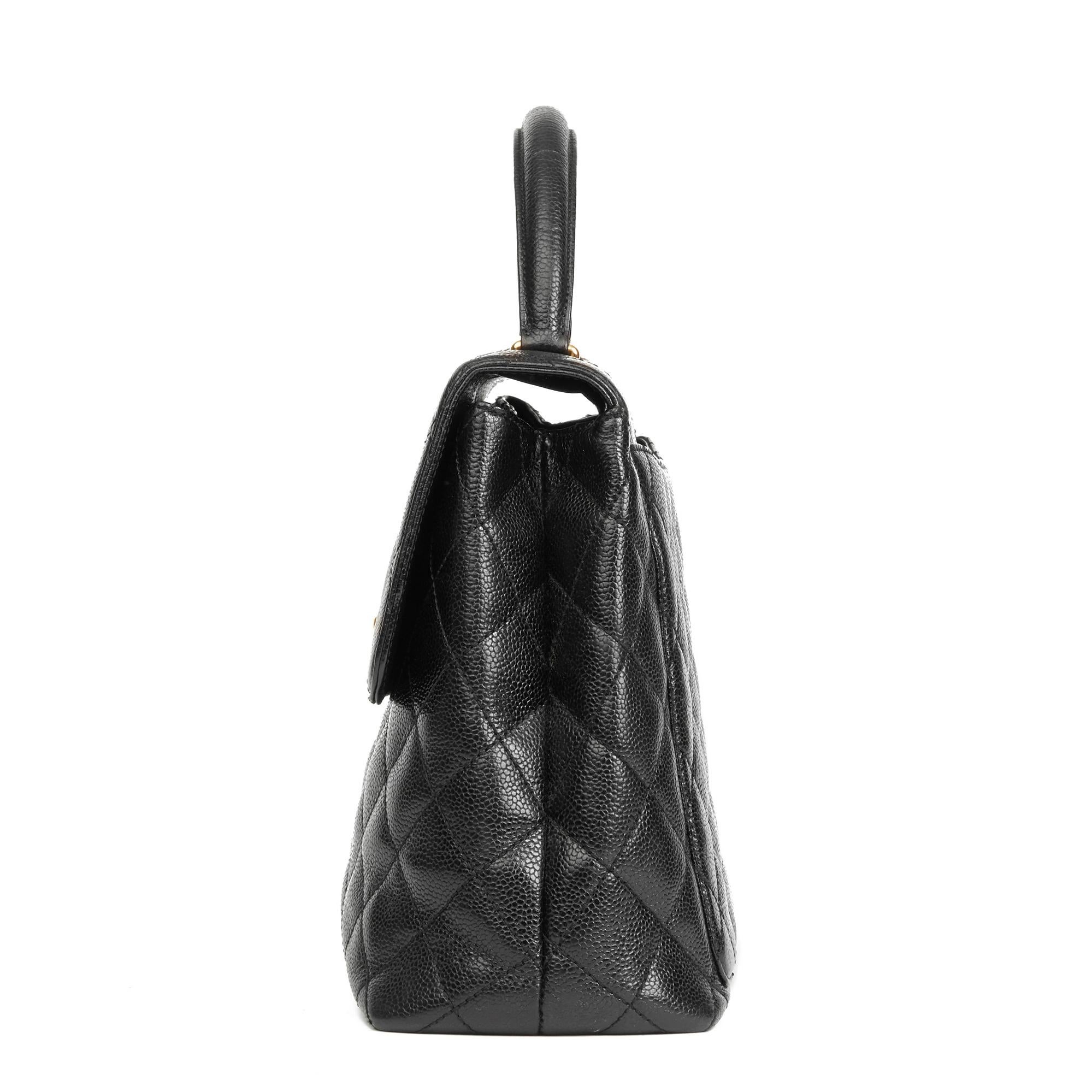 2002 Chanel Black Quilted Caviar Leather Timeless Kelly In Excellent Condition In Bishop's Stortford, Hertfordshire