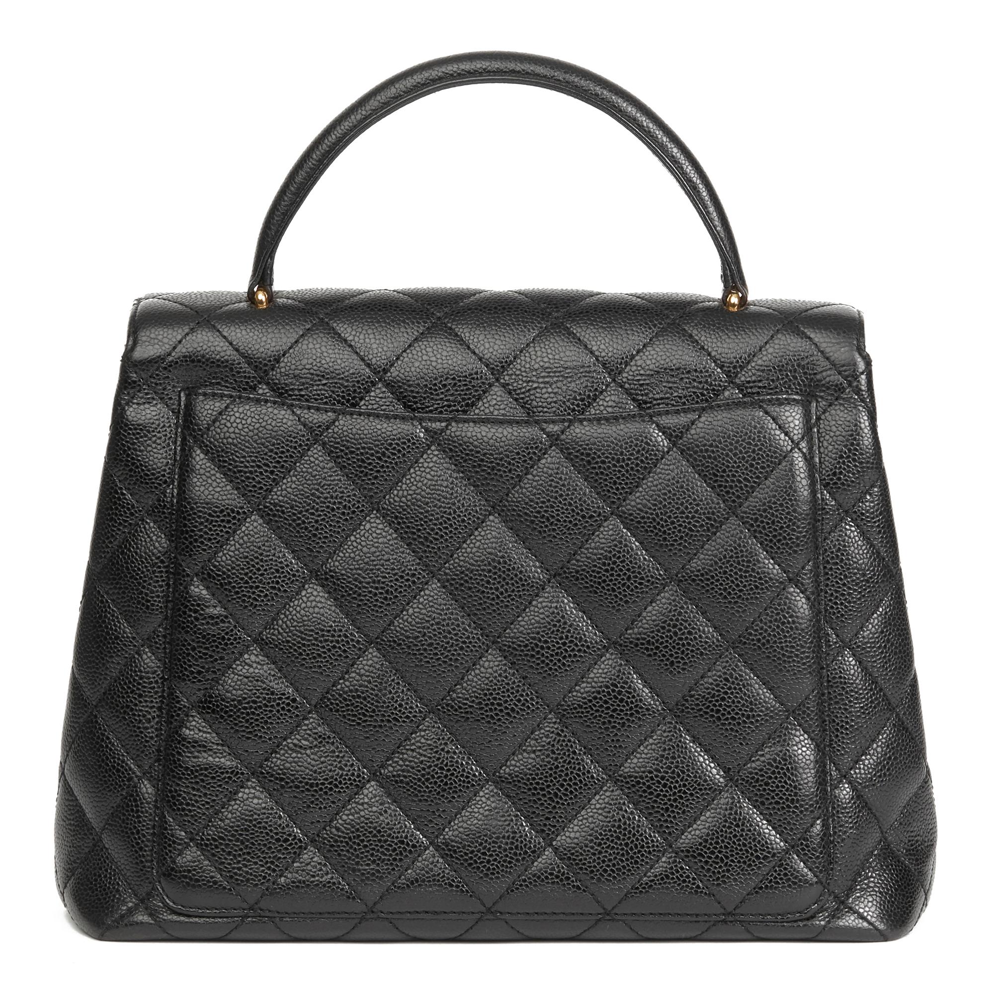 Women's 2002 Chanel Black Quilted Caviar Leather Timeless Kelly