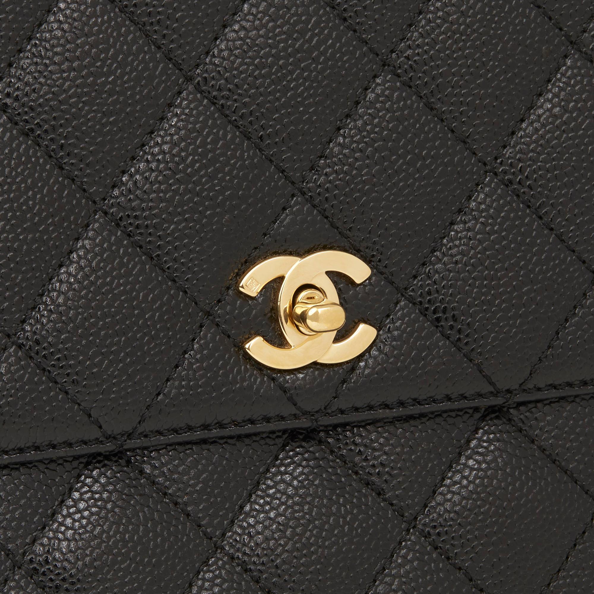 2002 Chanel Black Quilted Caviar Leather Timeless Kelly 2
