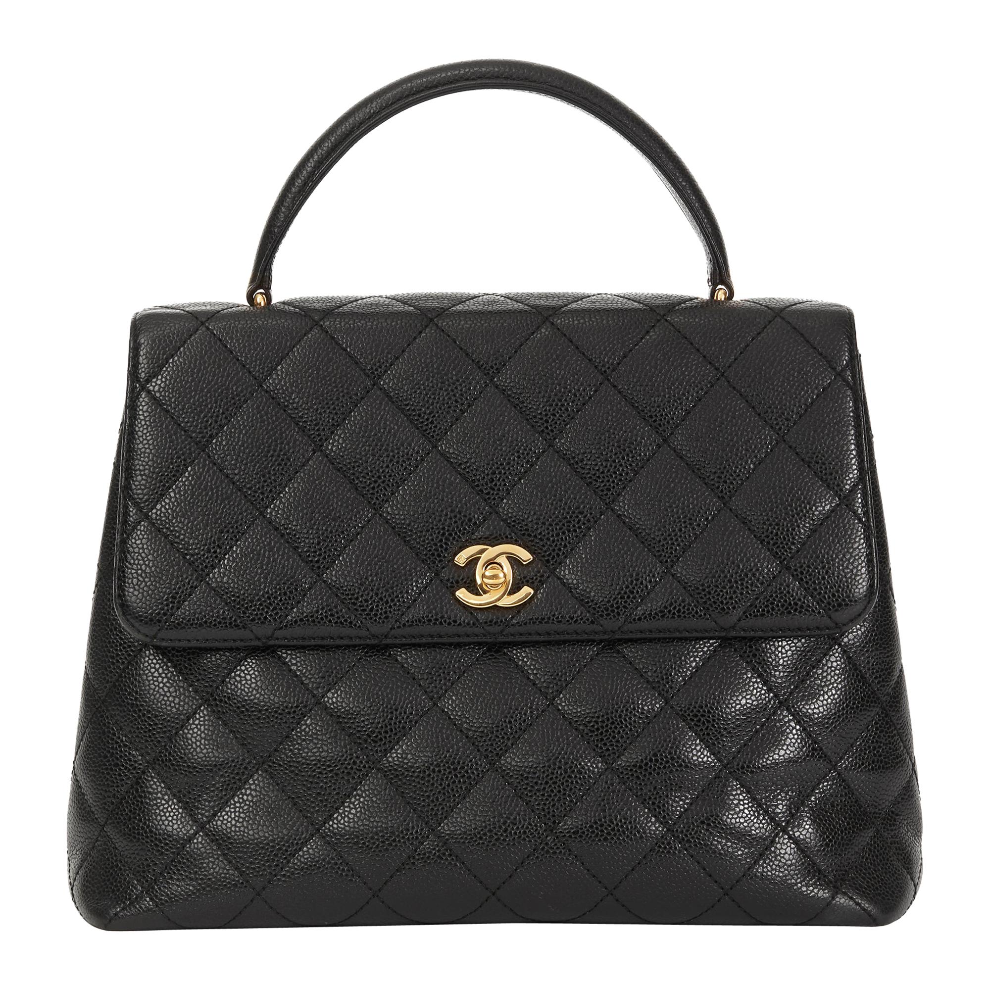 2002 Chanel Black Quilted Caviar Leather Timeless Kelly