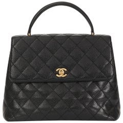 2002 Chanel Black Quilted Caviar Leather Timeless Kelly