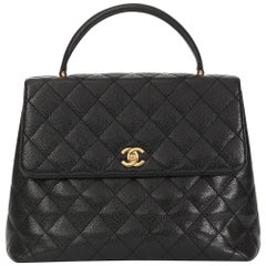 2002 Chanel Black Quilted Caviar Leather Timeless Kelly