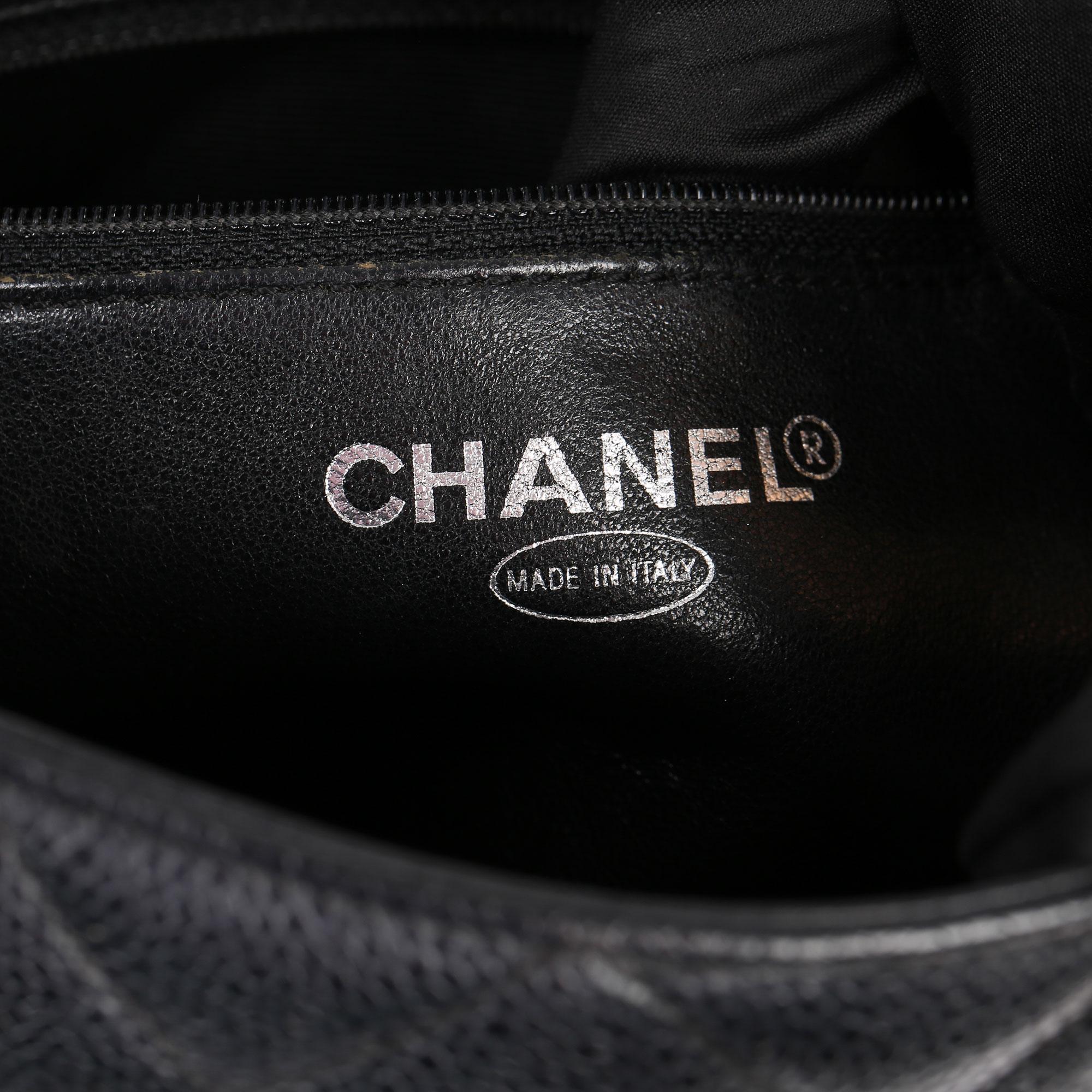 2002 Chanel Black Quilted Caviar Leather Vintage Medallion Tote  5