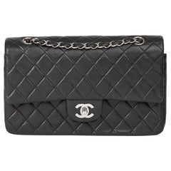 2002 Chanel Black Quilted Lambskin Medium Classic Double Flap Bag