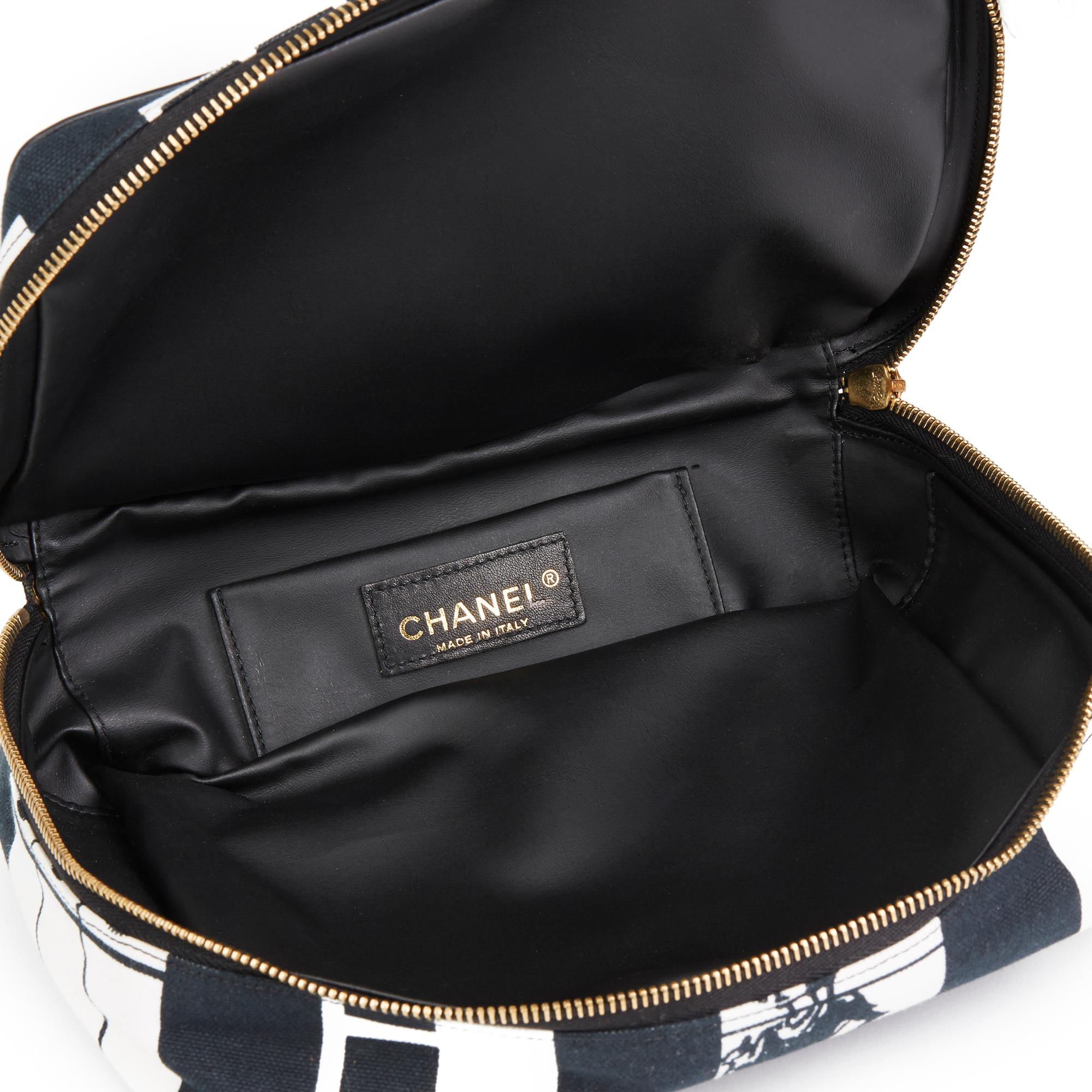 2002 Chanel Black & White Canvas 'Window Line' Toiletry Pouch 6