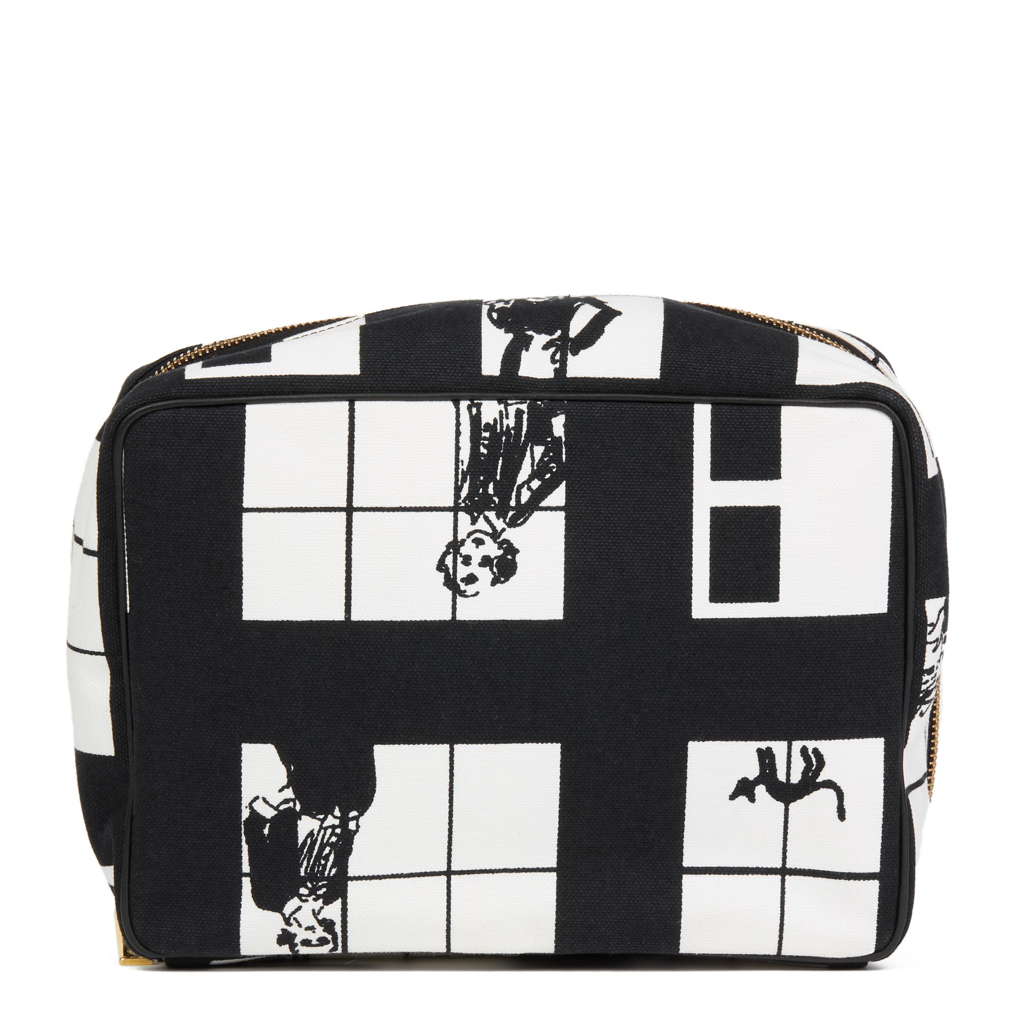 Women's 2002 Chanel Black & White Canvas 'Window Line' Toiletry Pouch