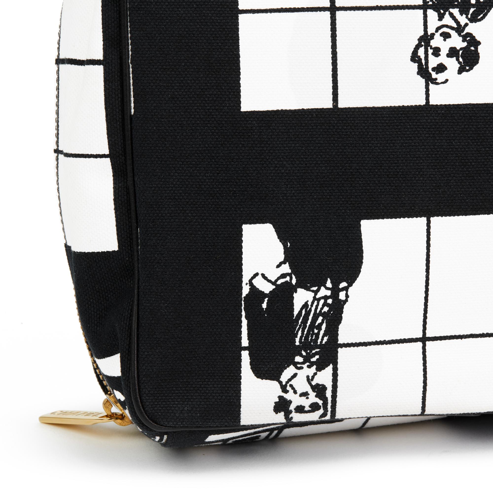 2002 Chanel Black & White Canvas 'Window Line' Toiletry Pouch 3