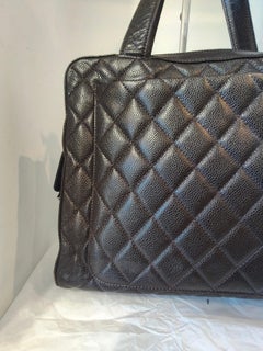 2002 Chanel dark brown caviar leather Around Bowler shoulder bag