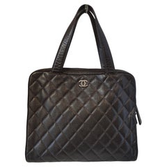 2002 Chanel dark brown caviar leather Around Bowler shoulder bag