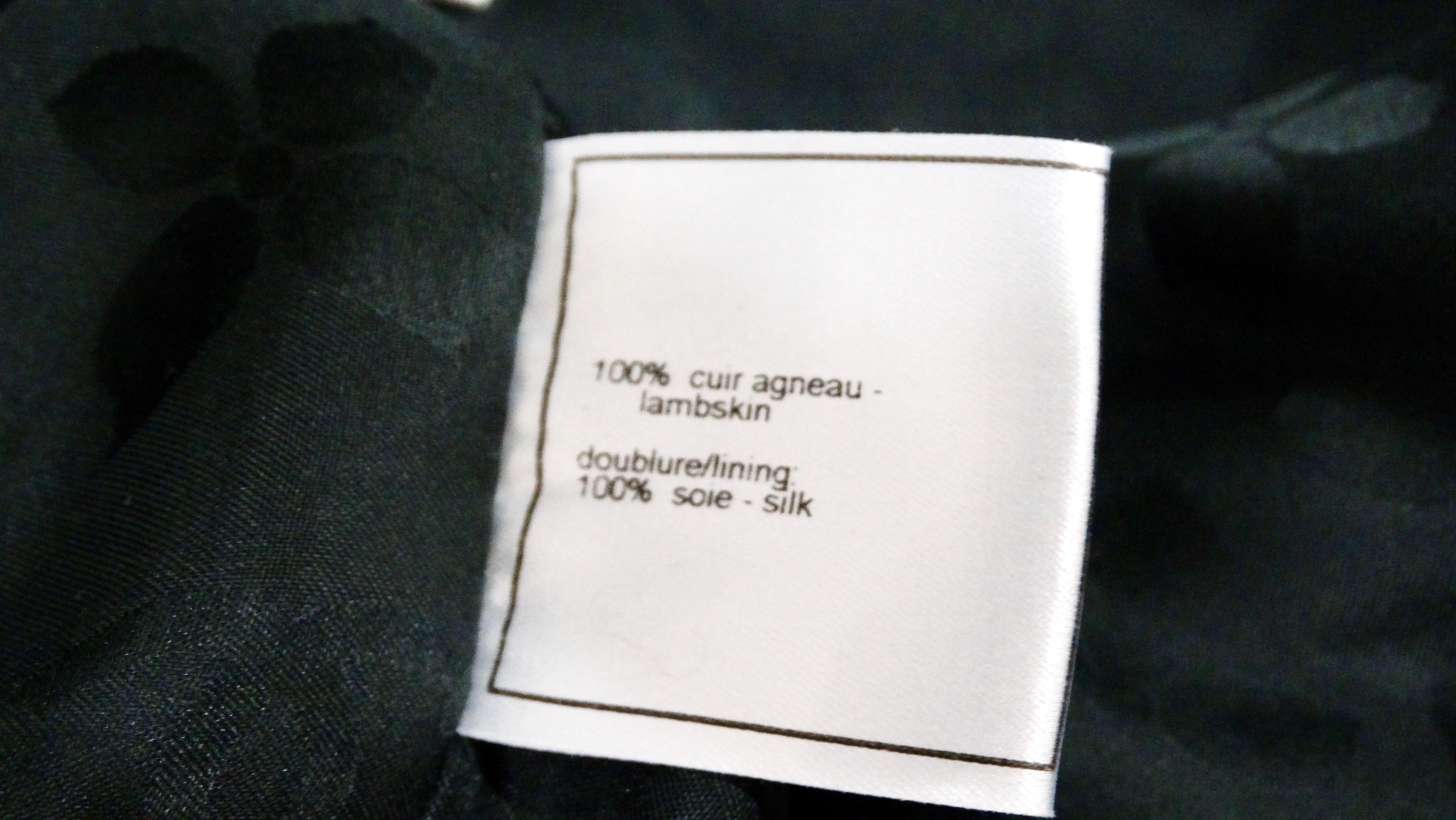 2002 Chanel Runway Green Lambskin Leather Jacket For Sale 6