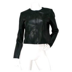 2002 Chanel Runway Green Lambskin Leather Jacket