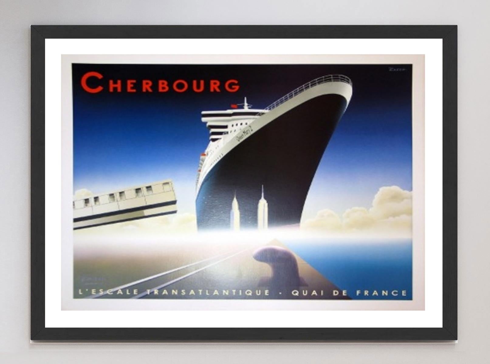 2002 Cherbourg - Queen Mary II - Razzia Original Vintage Poster In Good Condition For Sale In Winchester, GB