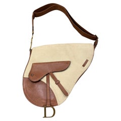 2002 Christian Dior by John Galliano canvas and leather Saddle bag