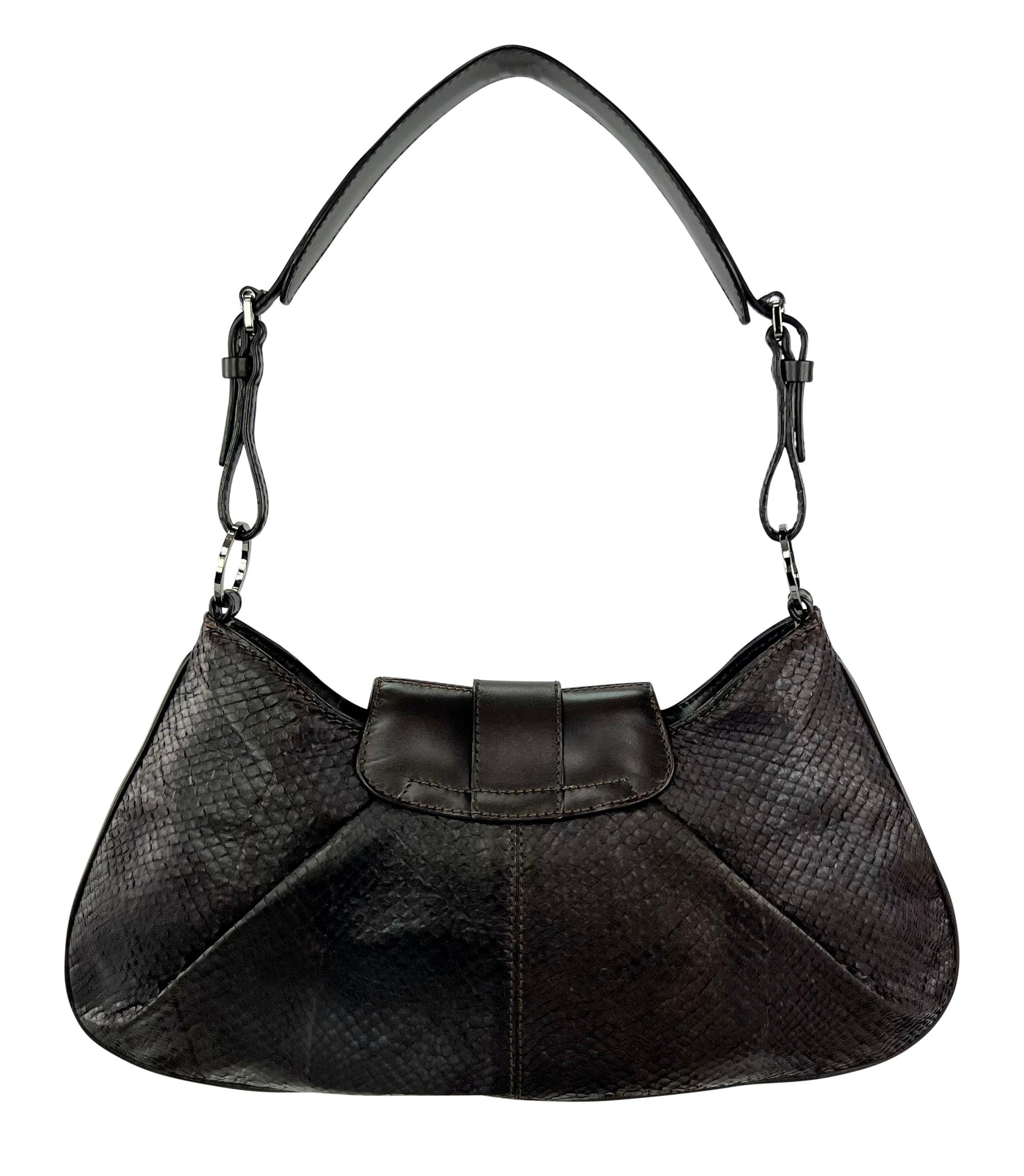 2002 Christian Dior by John Galliano Genuine Snakeskin Brown Shoulder Bag In Excellent Condition For Sale In West Hollywood, CA