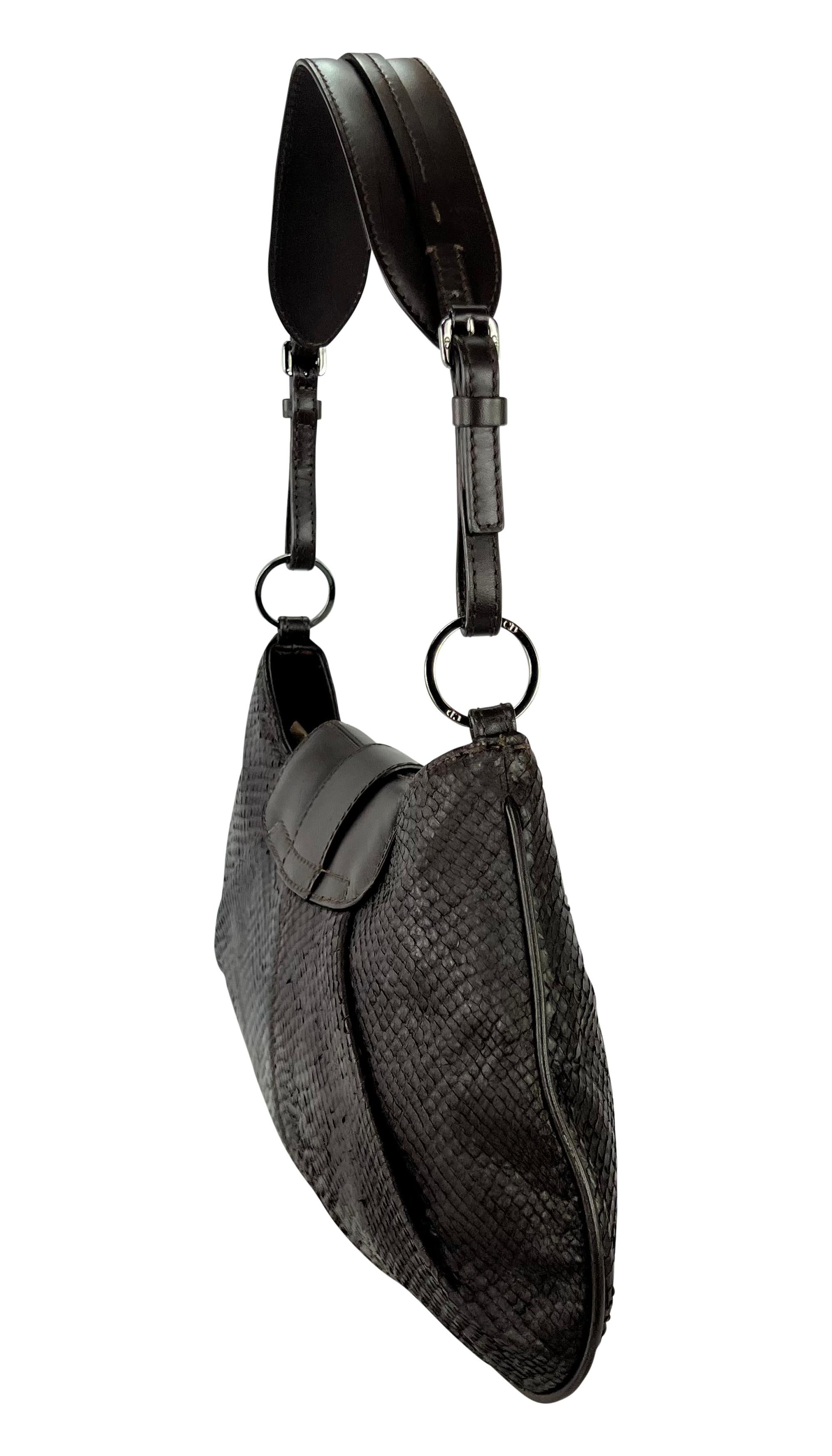 Women's 2002 Christian Dior by John Galliano Genuine Snakeskin Brown Shoulder Bag For Sale