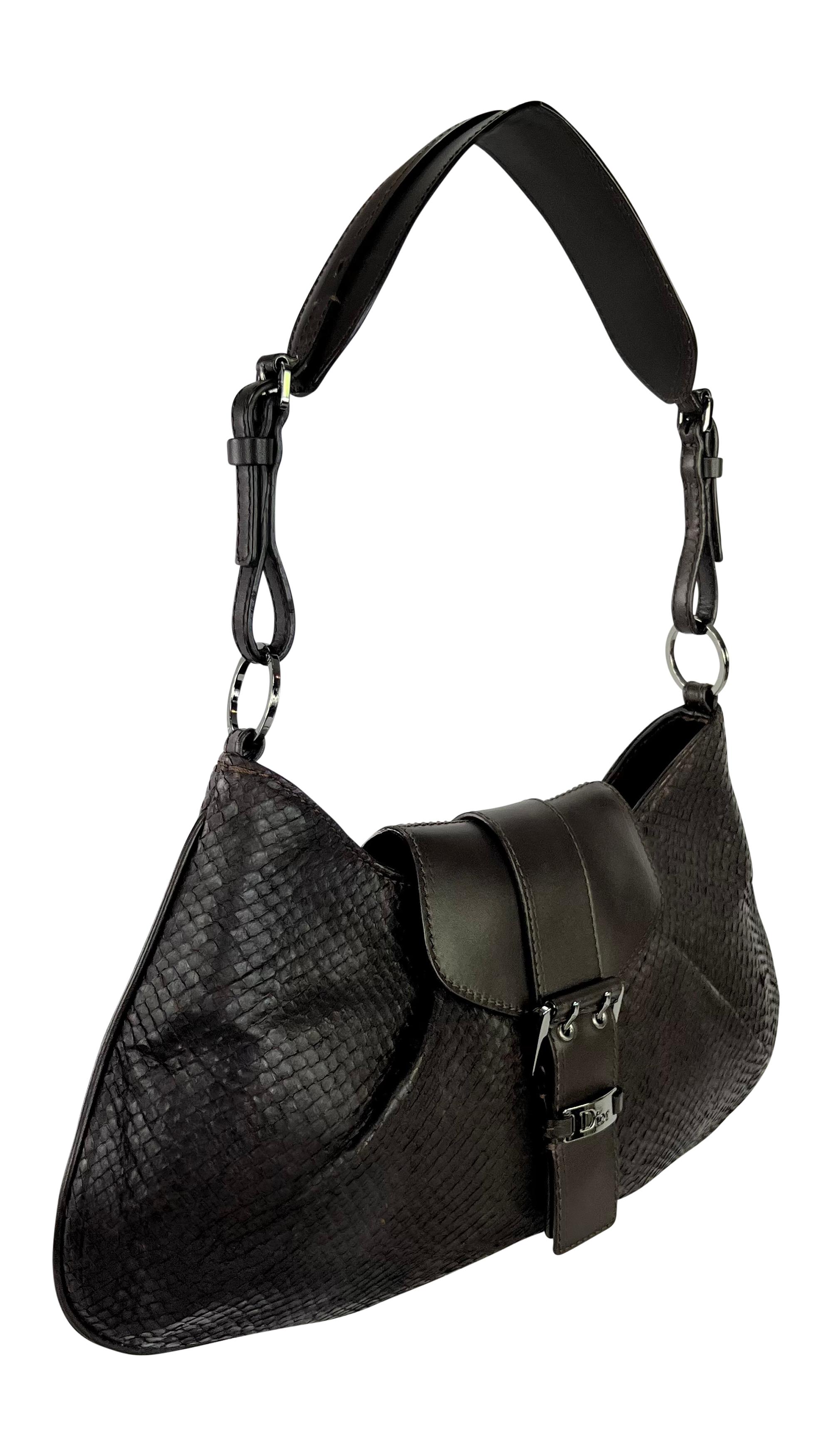 2002 Christian Dior by John Galliano Genuine Snakeskin Brown Shoulder Bag For Sale 1