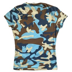 2002 Christian Dior Galliano Era Blue-Green Camouflage T-Shirt