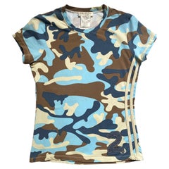 2002 Christian Dior Era Galliano  Maglietta Blue Greene & Greene Camo