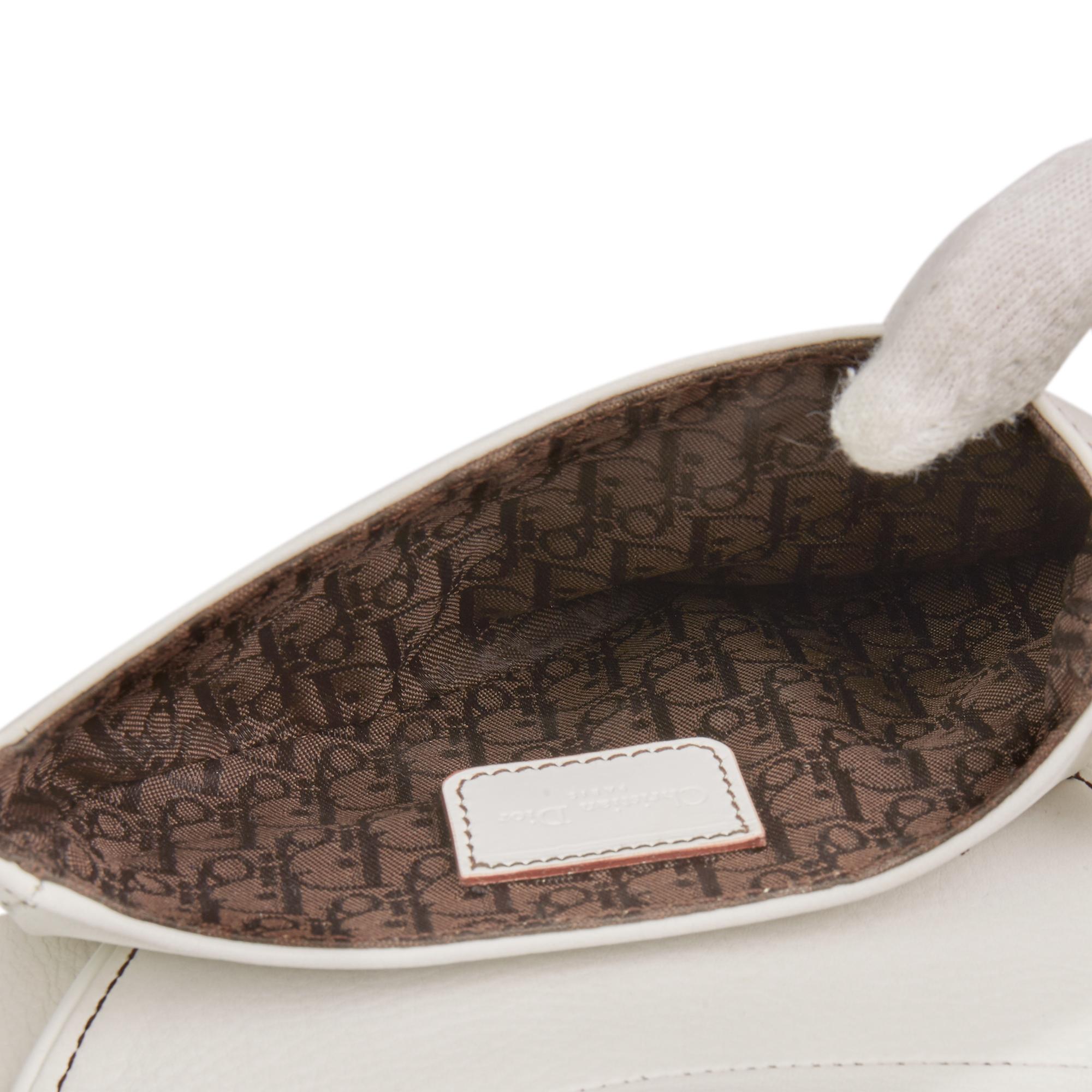 2002 Christian Dior White Calfskin Leather Saddle Belt Bag 3