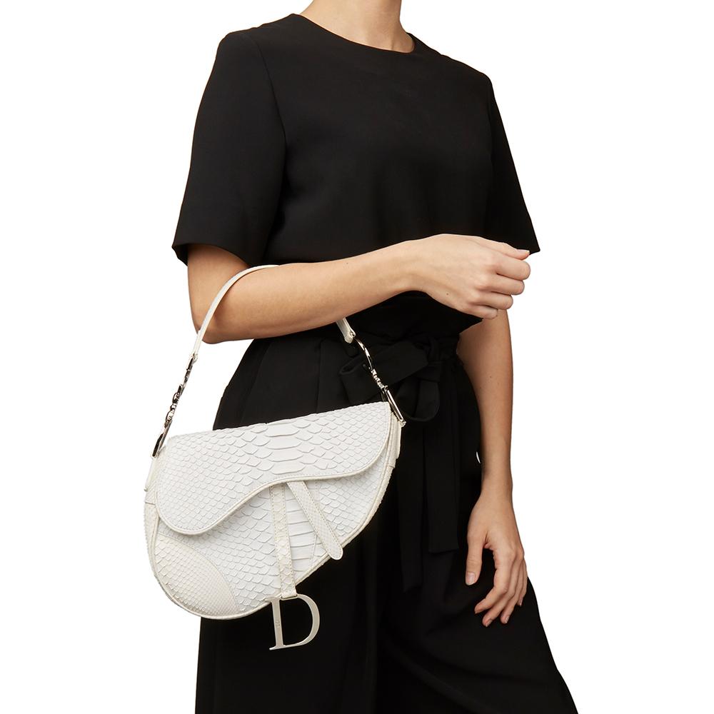 2002 Christian Dior White Python Leather Saddle Bag 4