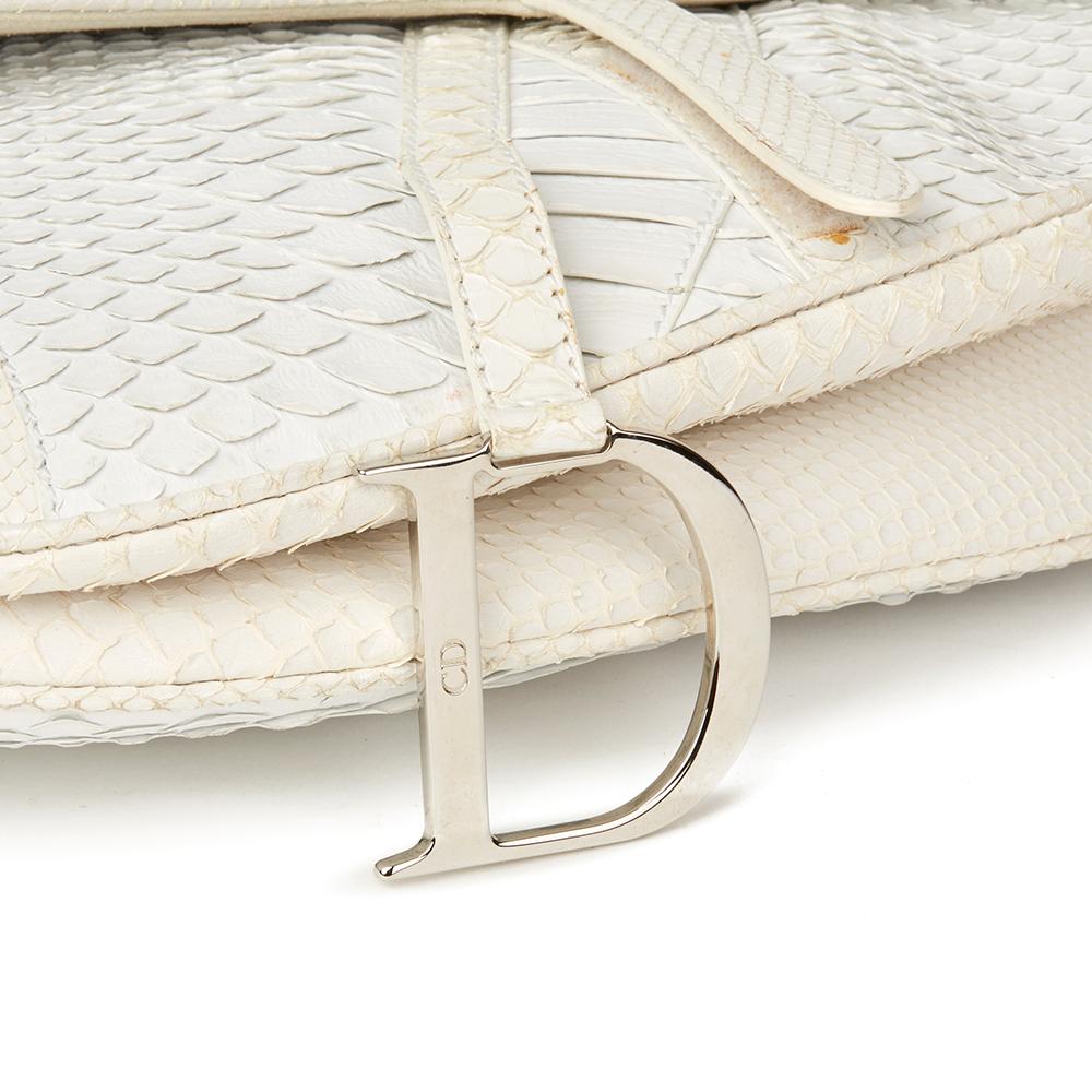 Gray 2002 Christian Dior White Python Leather Saddle Bag