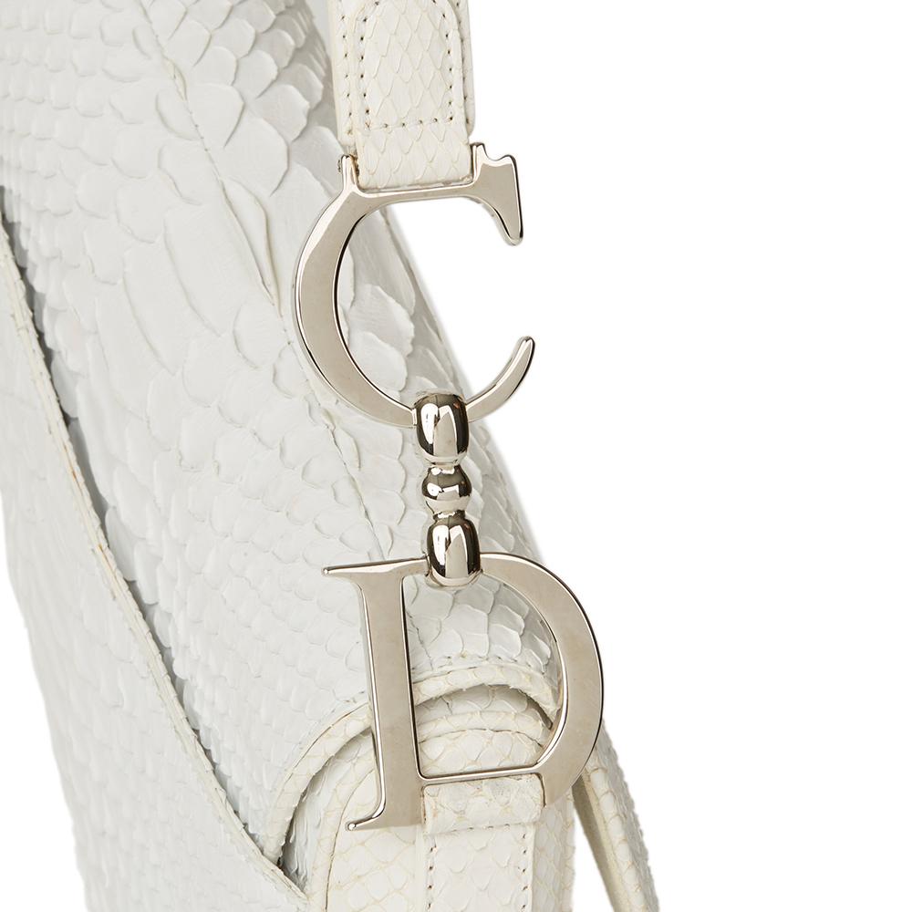 2002 Christian Dior White Python Leather Saddle Bag In Good Condition In Bishop's Stortford, Hertfordshire