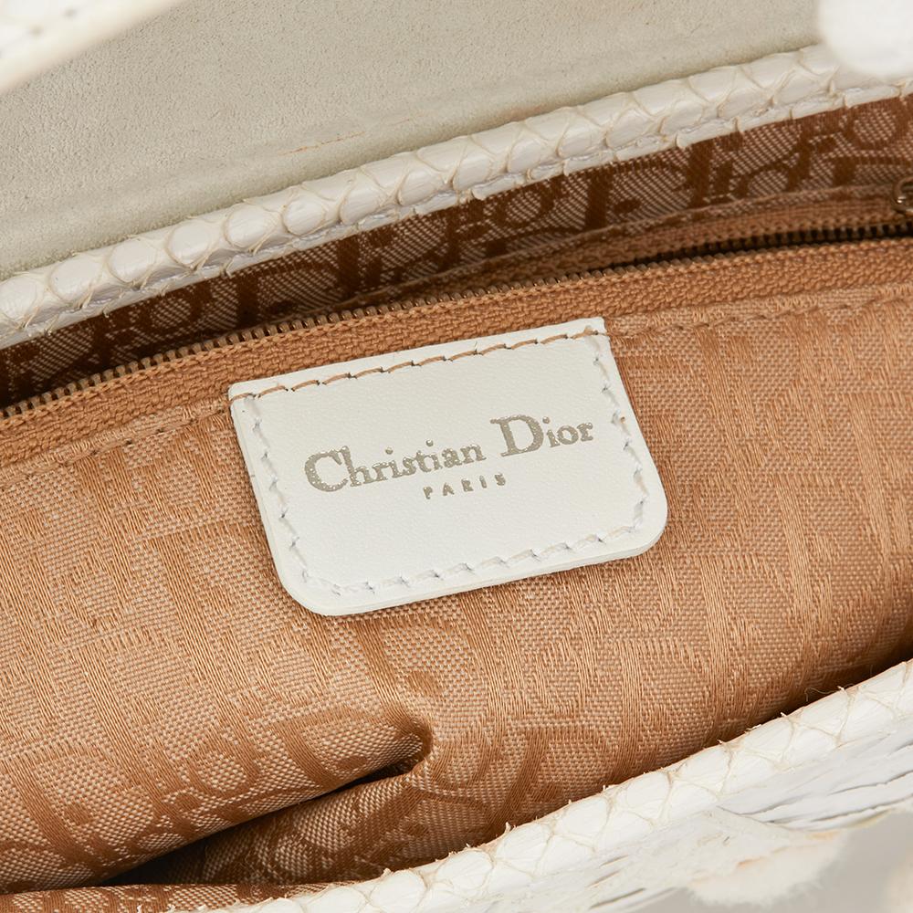 Women's 2002 Christian Dior White Python Leather Saddle Bag