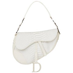 Used 2002 Christian Dior White Python Leather Saddle Bag