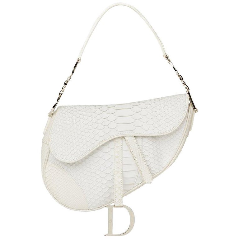 2002 Christian Dior White Python Leather Saddle Bag at 1stDibs