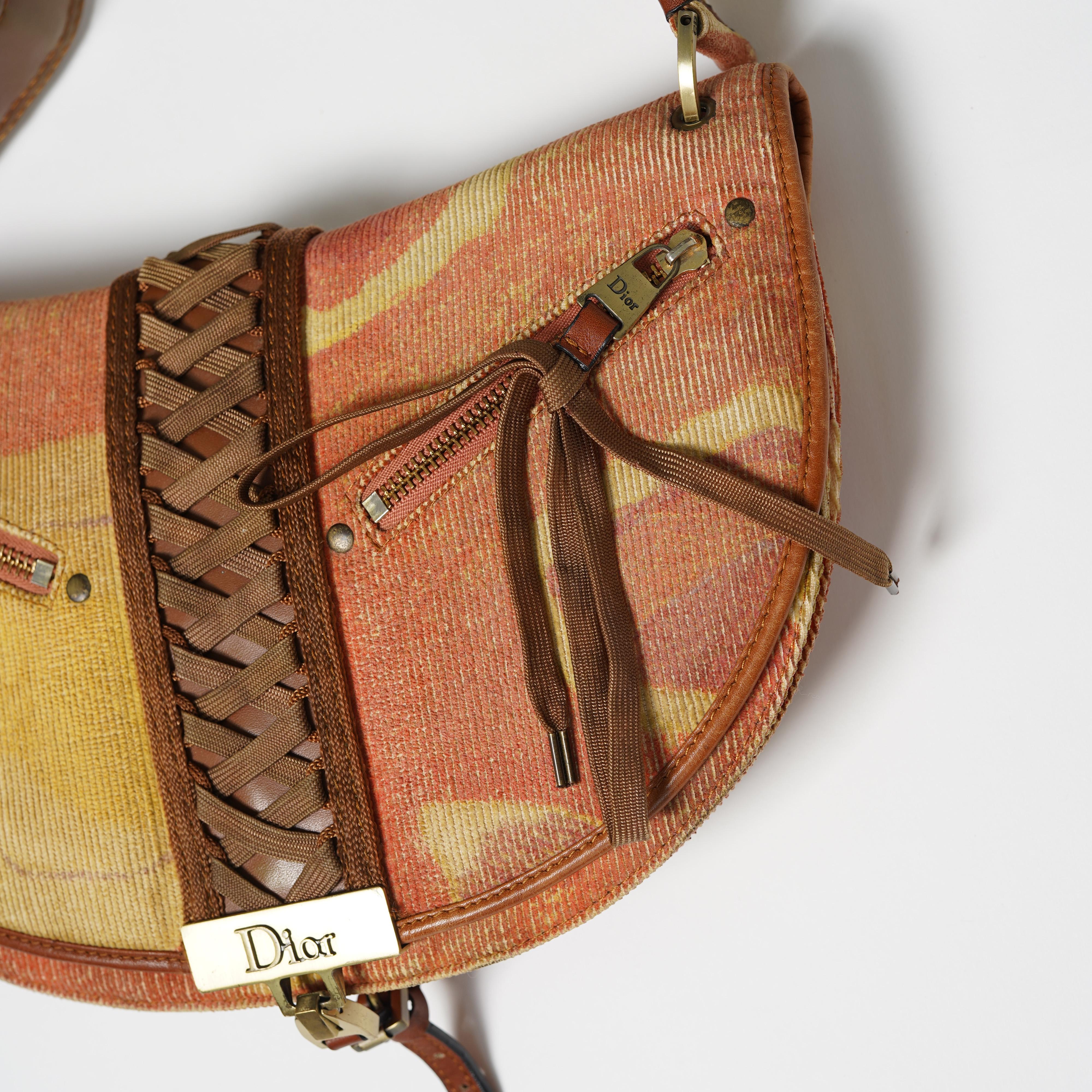 Women's 2002 Dior by John Galliano Admit It Jacquard Corset Flap Hobo-Bag For Sale