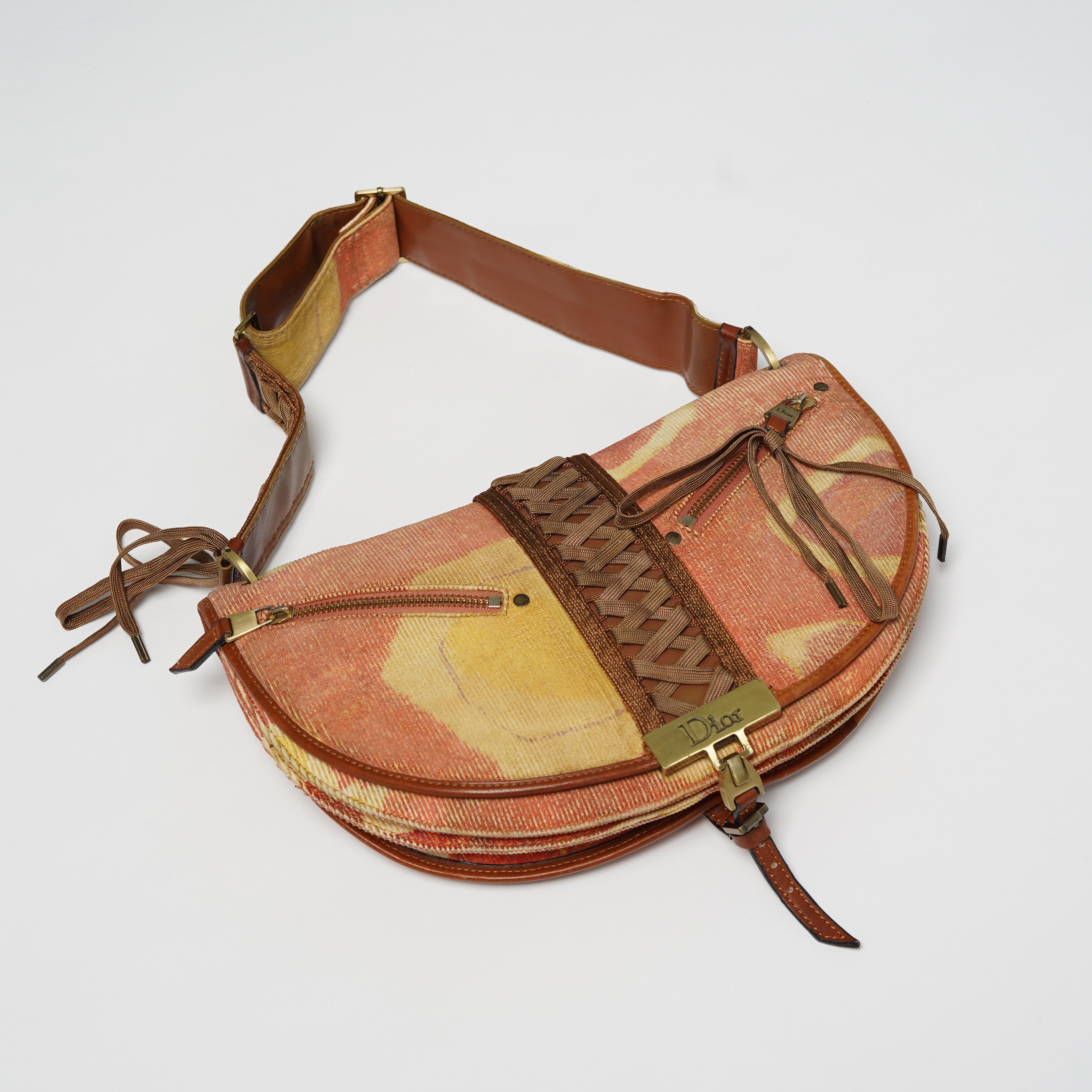 2002 Dior by John Galliano Admit It Jacquard Corset Flap Hobo-Bag For Sale 1
