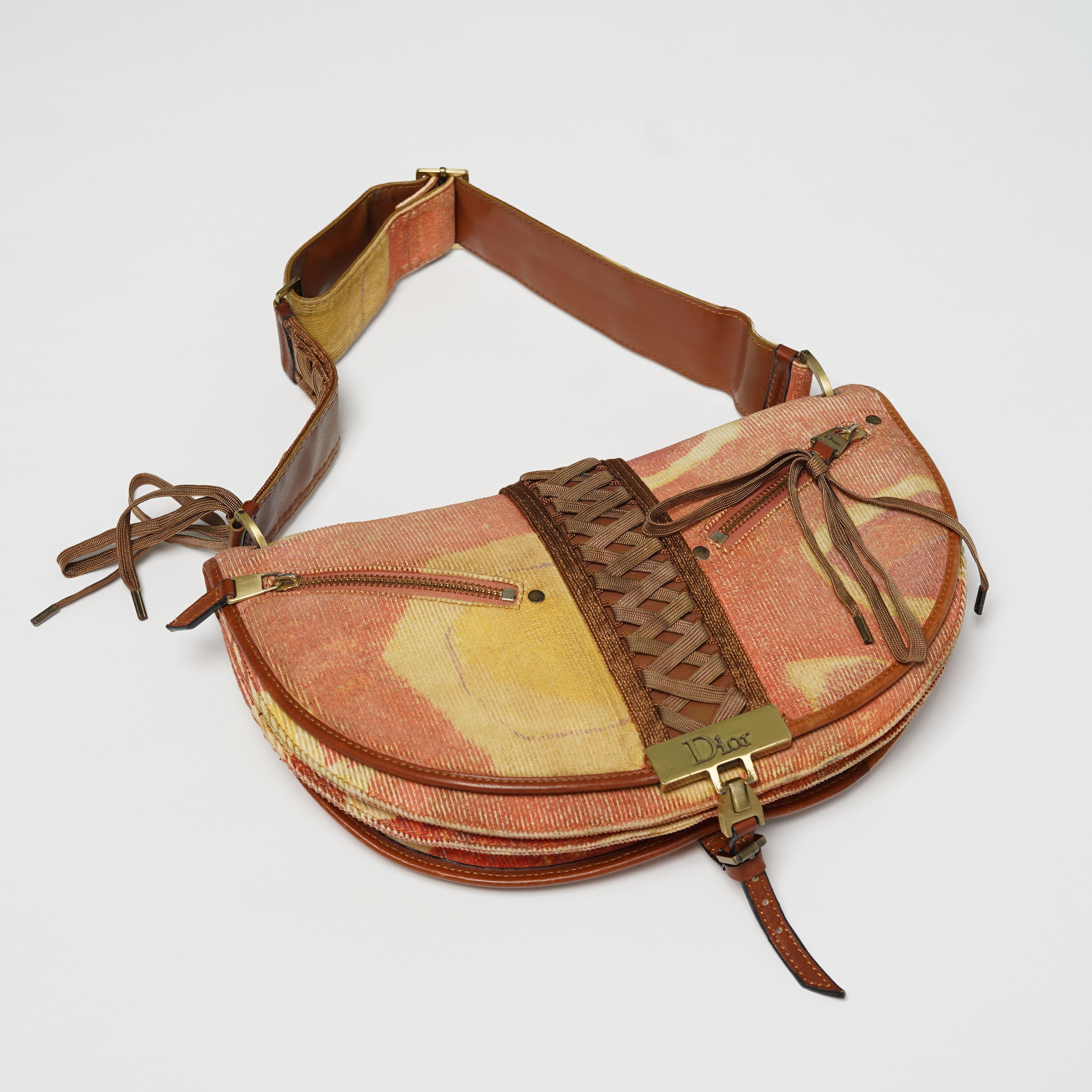 2002 Dior by John Galliano Admit It Jacquard Corset Flap Hobo-Bag For Sale 2