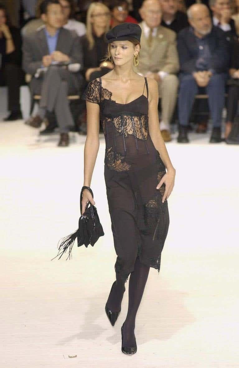 2002 DOLCE & GABBANA black lace corseted runway dress 3