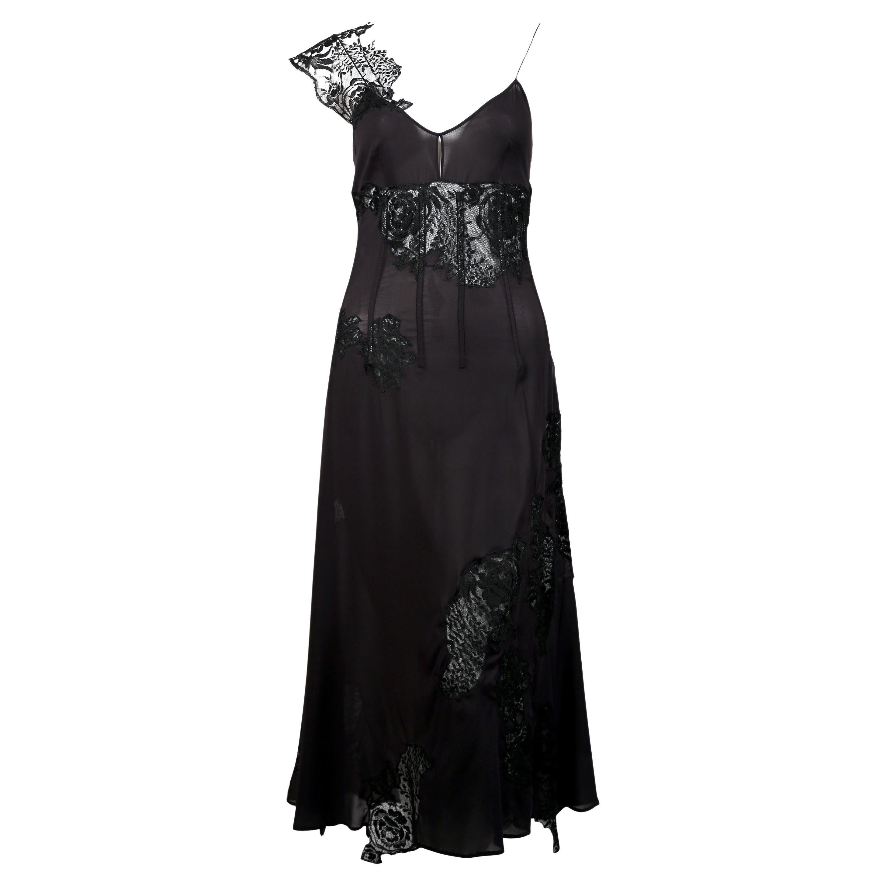 2002 DOLCE & GABBANA black lace corseted runway dress