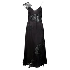 2002 DOLCE & GABBANA black lace corseted runway dress