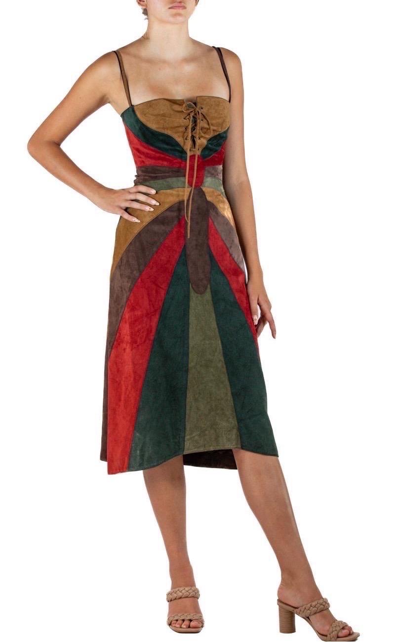 2002 Dolce & Gabbana Brown Red Orange Suede Butterfly  Dress 7