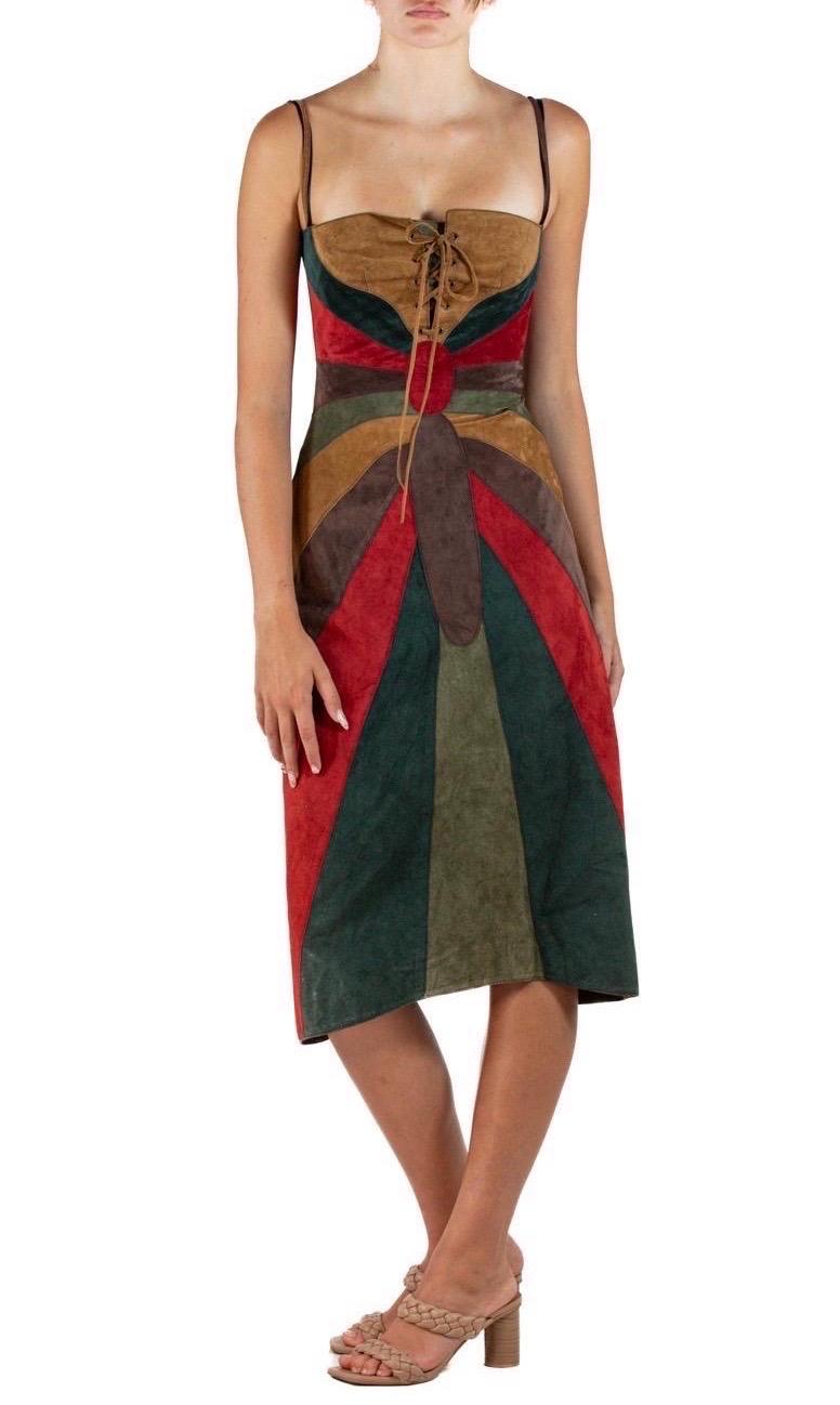 2002 Dolce & Gabbana Brown Red Orange Suede Butterfly  Dress 4
