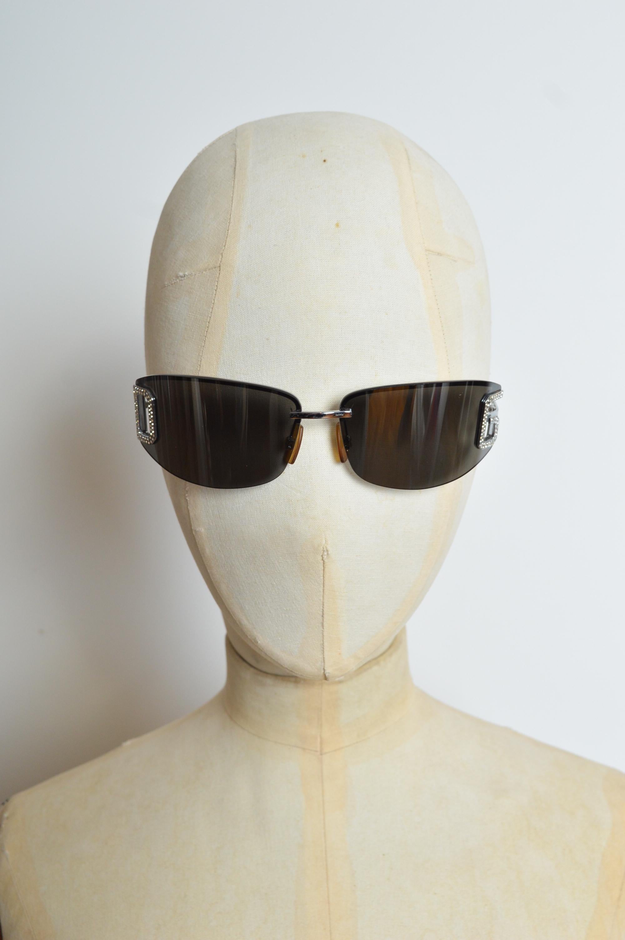 2002 Dolce & Gabbana Swarvoski D&G detailed Y2K Rimless Shades - Sunglasses For Sale 6