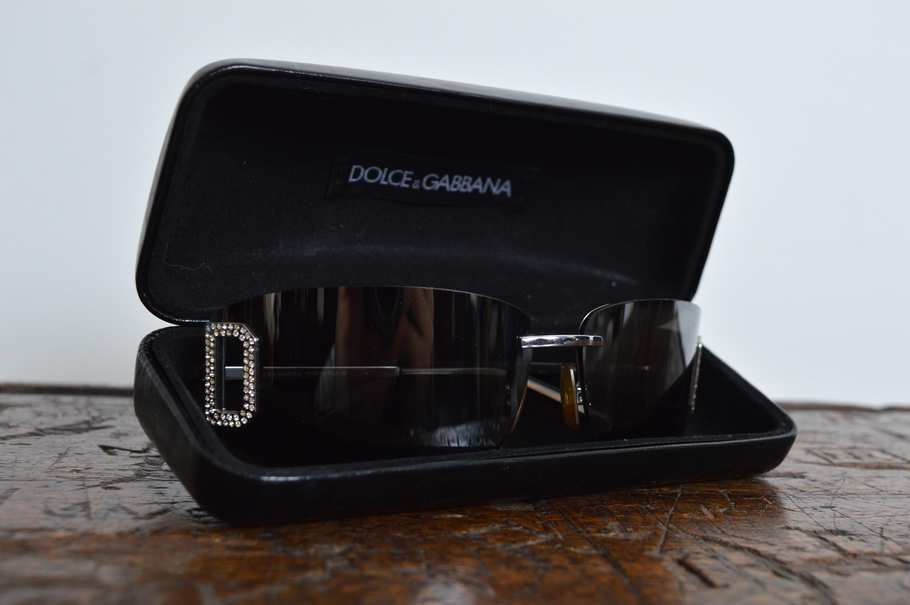2002 Dolce & Gabbana Swarvoski D&G detailed Y2K Rimless Shades - Sunglasses For Sale 1