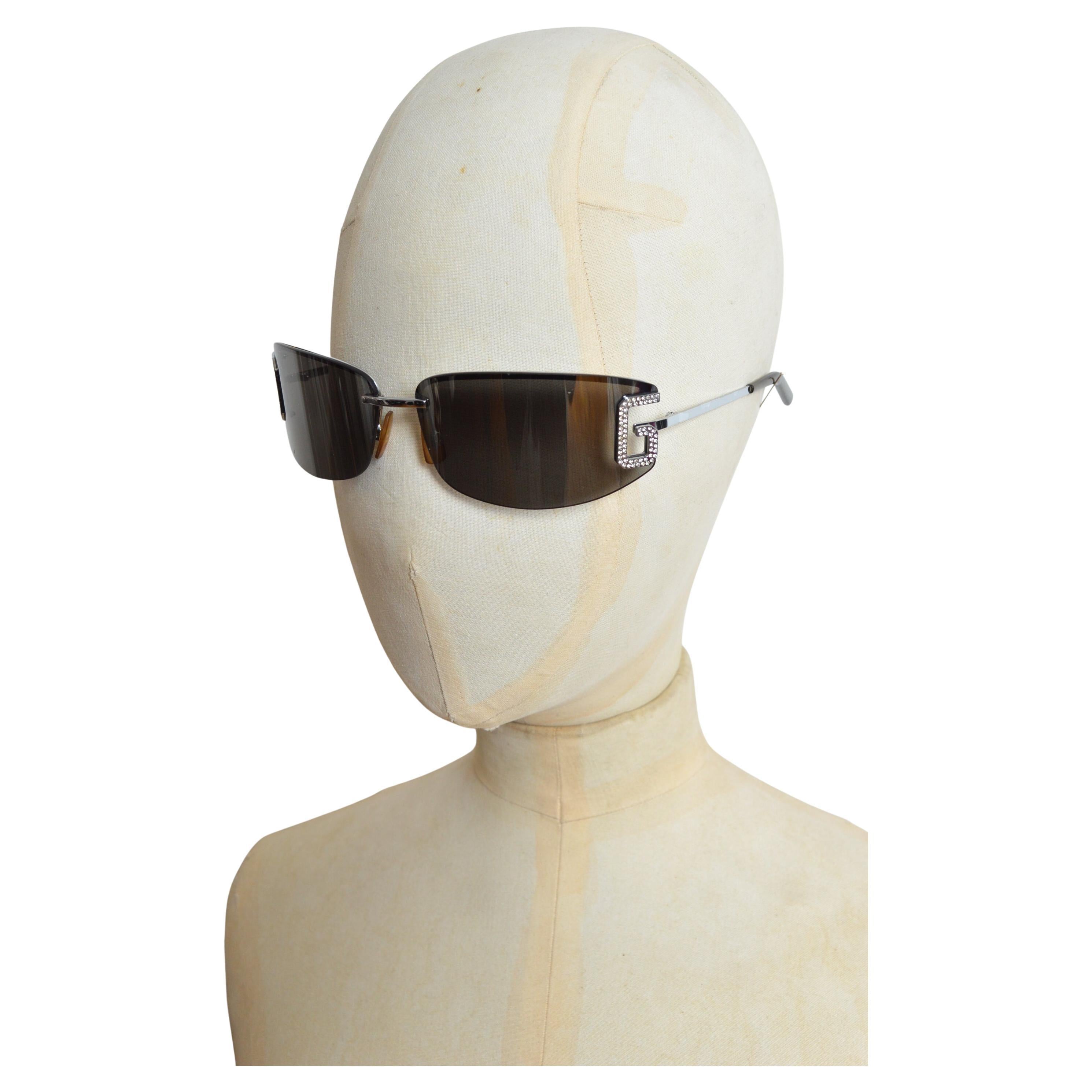 2002 Dolce & Gabbana Swarvoski D&G detailed Y2K Rimless Shades - Sunglasses For Sale